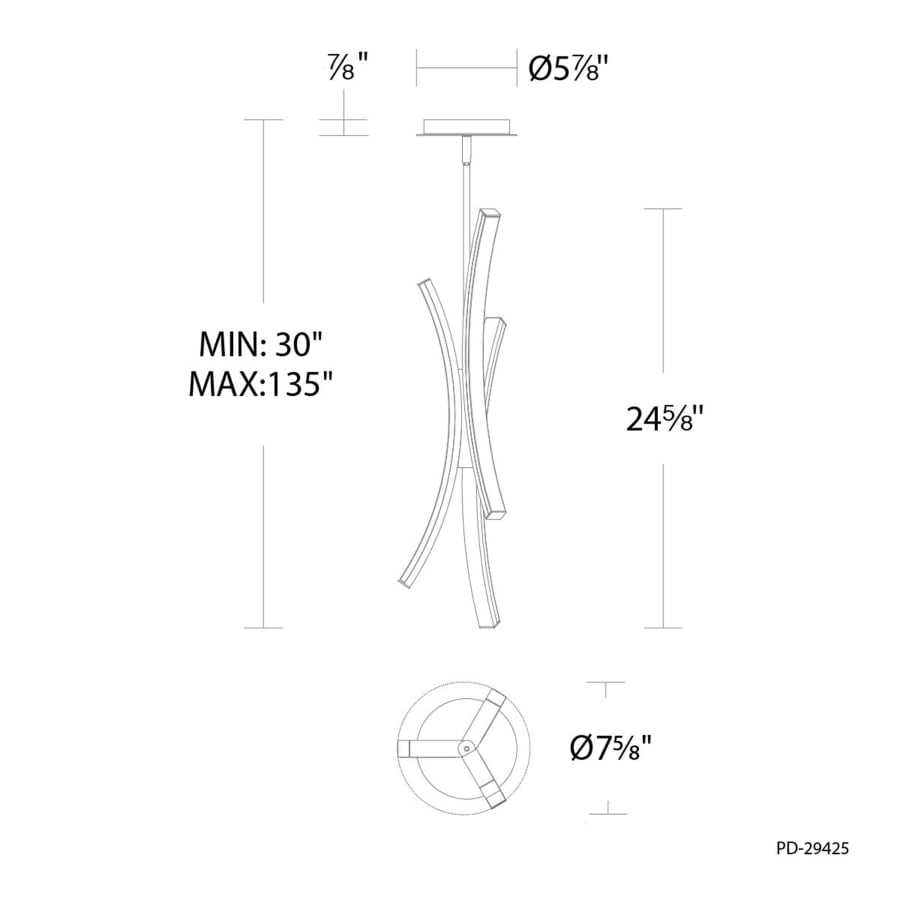 WAC Lighting PD-29425-40-BN Tusk 3 Light 8