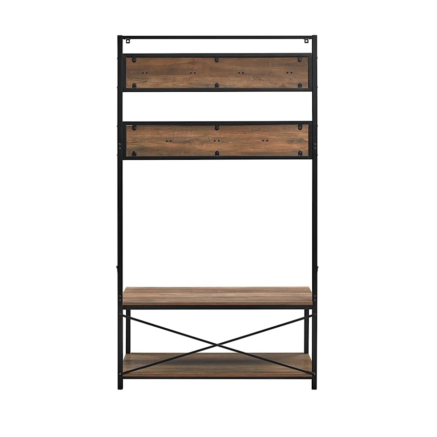 Walker Edison 40" Industrial Wood Hall Tree - Thumbnail 4