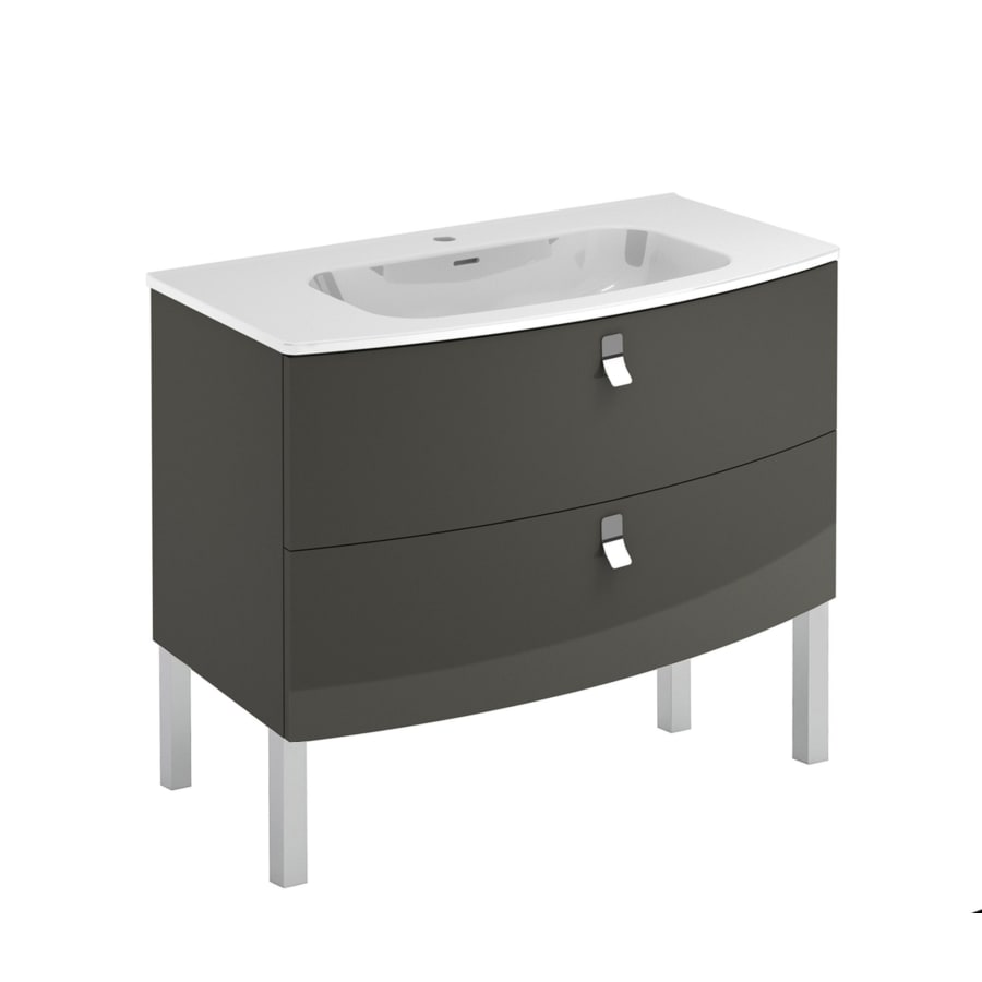 WS Bath Collections Rondo 39-in Anthracite Single Sink Bathroom Vanity with Ceramic White Ceramic Top (Mirror Included)