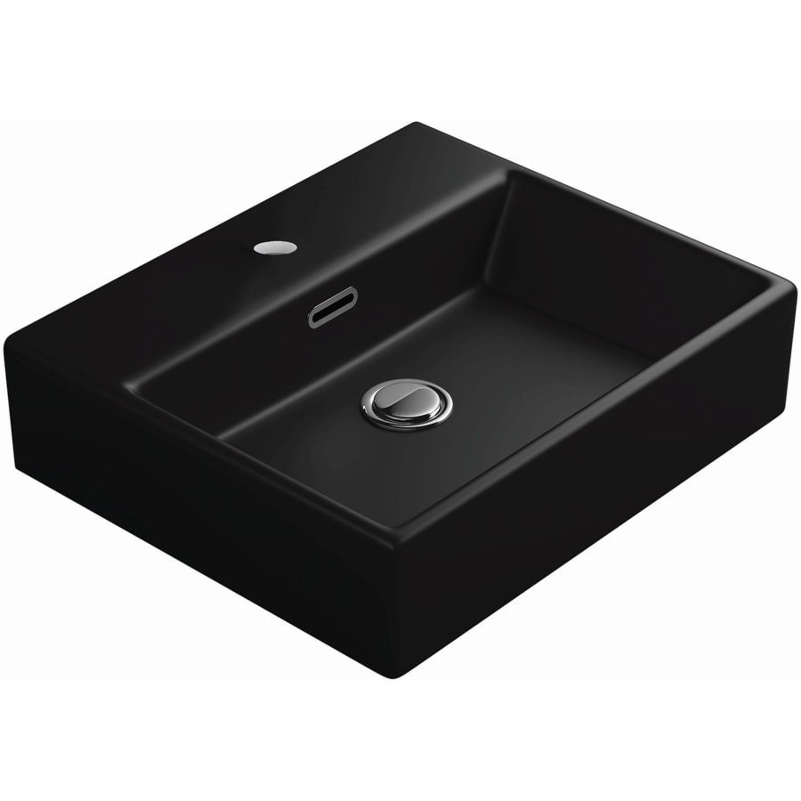 WS Bath Collections Quattro 50 BM Wall Mount / Vessel Bathroom Sink in Matte Black with 1 Faucet Hole