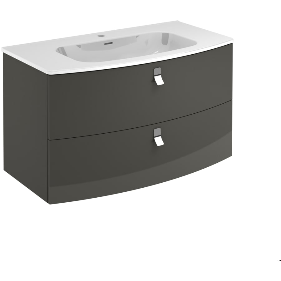 WS Bath Collections Rondo 39-in Anthracite Single Sink Bathroom Vanity with Ceramic White Ceramic Top (Mirror Included)