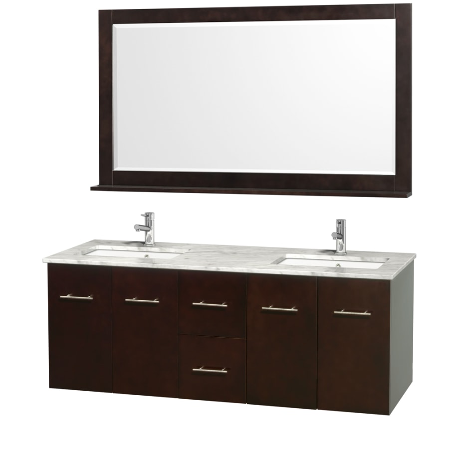Wyndham Collection-WC-WHE009-60-DBL-UM-VAN-White Carrera Marble Top