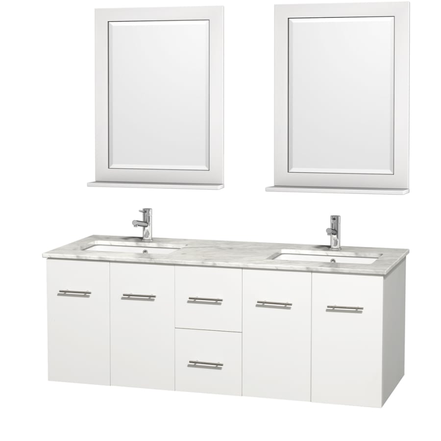 Wyndham Collection-WC-WHE009-60-DBL-UM-VAN-White Carrera Marble Top