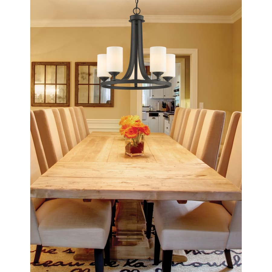 Z-Lite 435-5BRZ Bordeaux 5 Light Chandelier with Matte Opal
