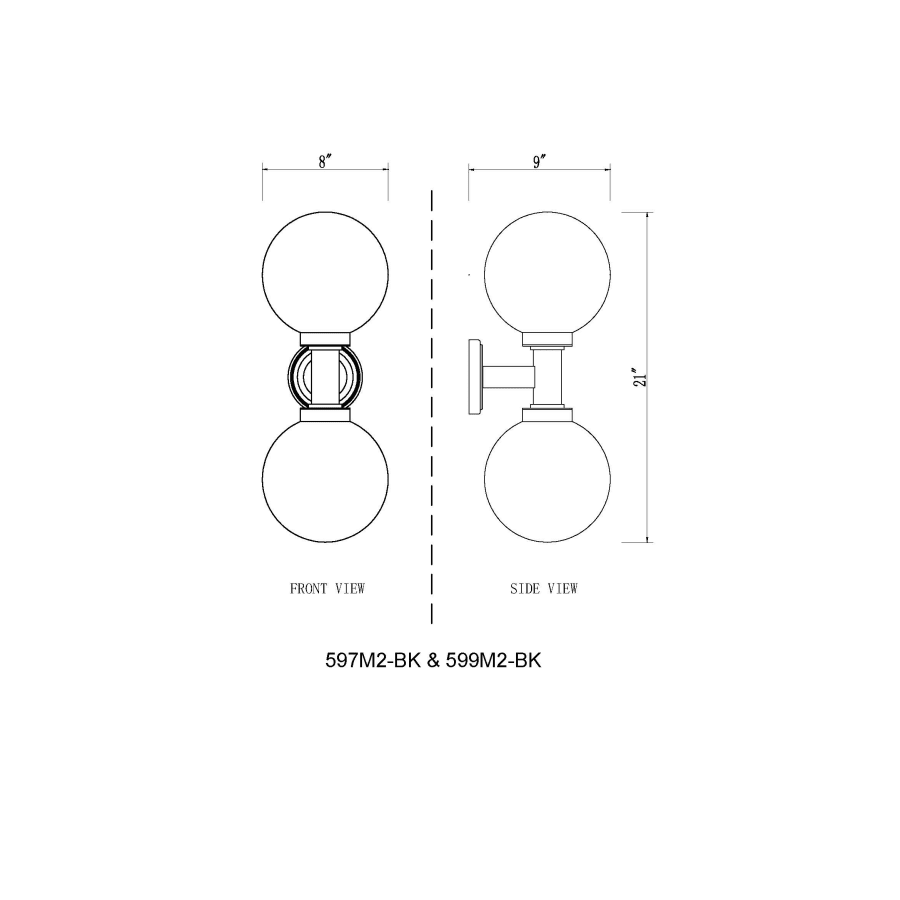 Z-Lite 599M2-BK Laurent 2 Light 21