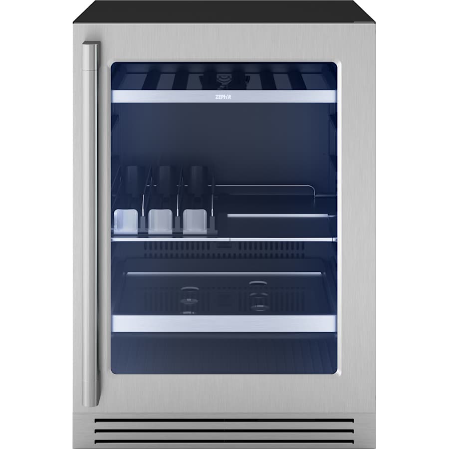 Zephyr Presrv 24 Inch Wide 83 Can Capacity Energy Star Certified Beverage Cooler with Active Cooling Technology and Magnetic Kickplate Stainless Steel