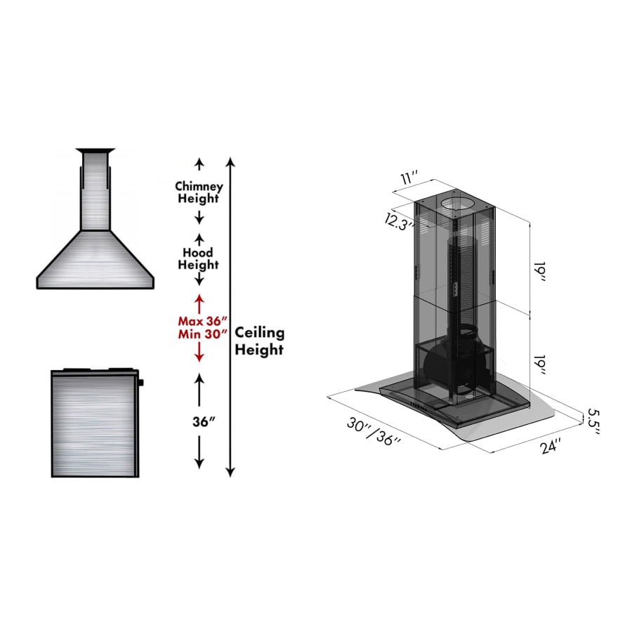 ZLINE GL5i-30 120 - 400 CFM 30 Inch Wide Island Range Hood