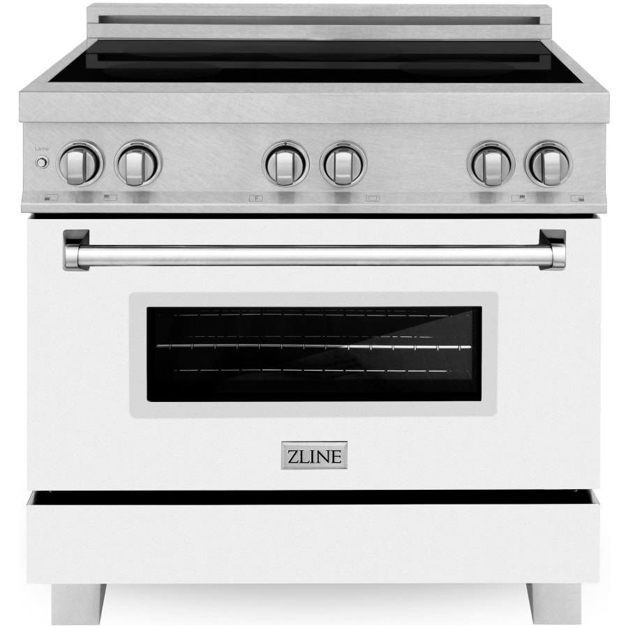 ZLINE Legacy 36 Inch Wide 4.6 Cu. Ft. Free Standing Fingerprint Resistant Induction Range with LED Knob Indicators and White Matte Door Stainless Steel / White Matte