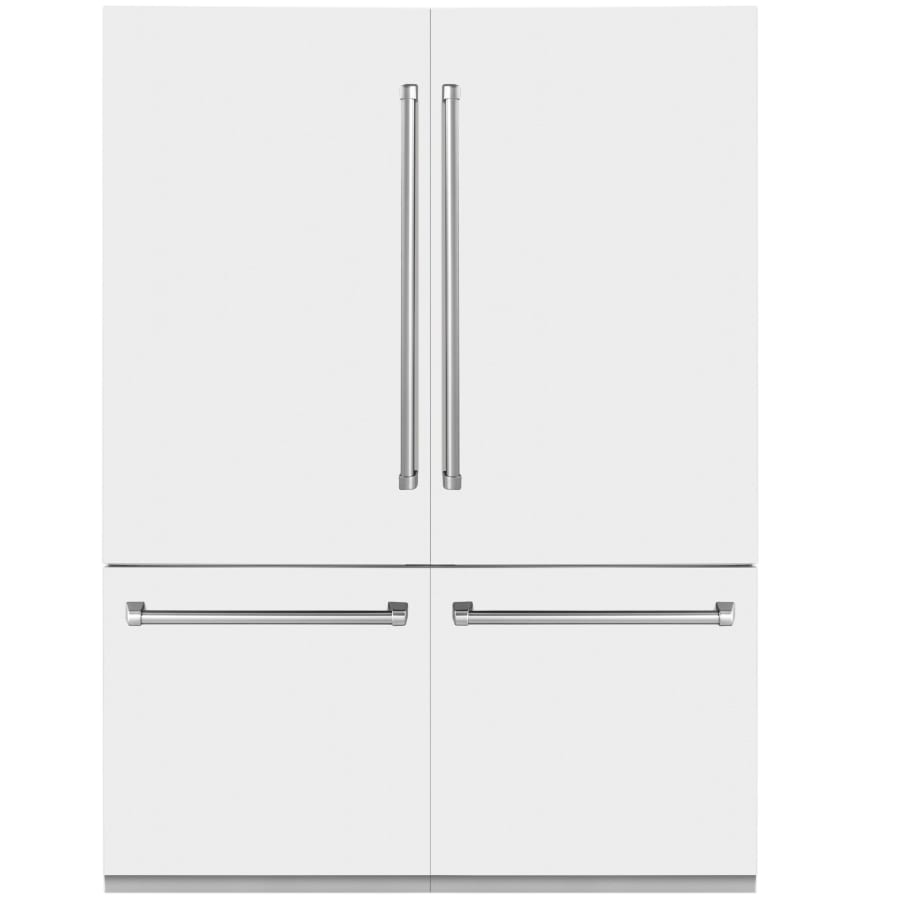 ZLINE 60 Inch Wide 32.2 Cu. Ft. Energy Star Certified Four Door / French Door Refrigerator with Internal Water Dispenser and RapidChill Mode White Matte / Stainless Steel