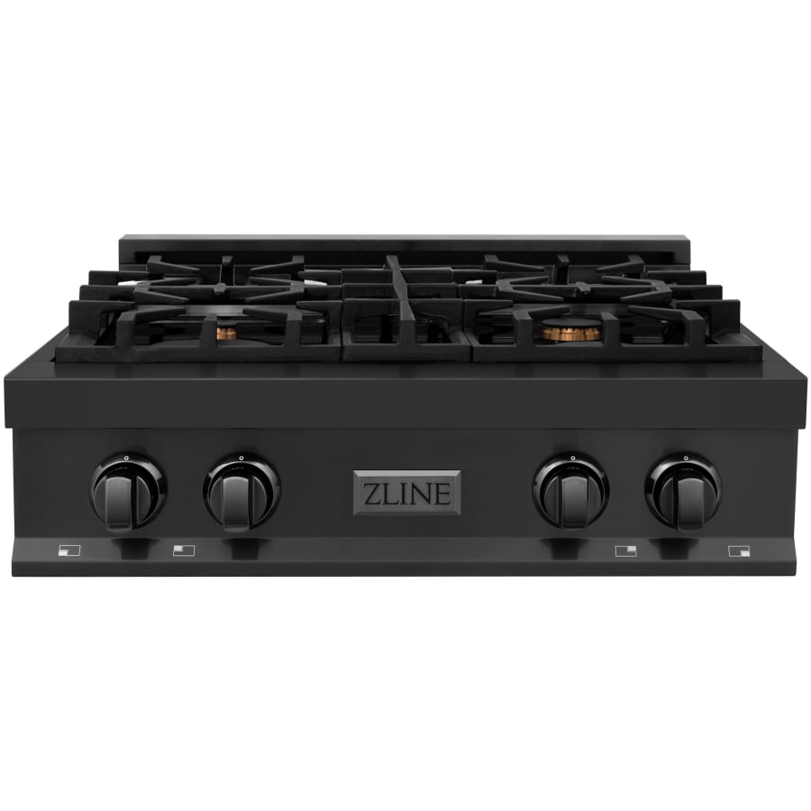 ZLINE 30 Inch Wide 4 Burner Natural Gas Rangetop with Brass Burners Black Stainless Steel