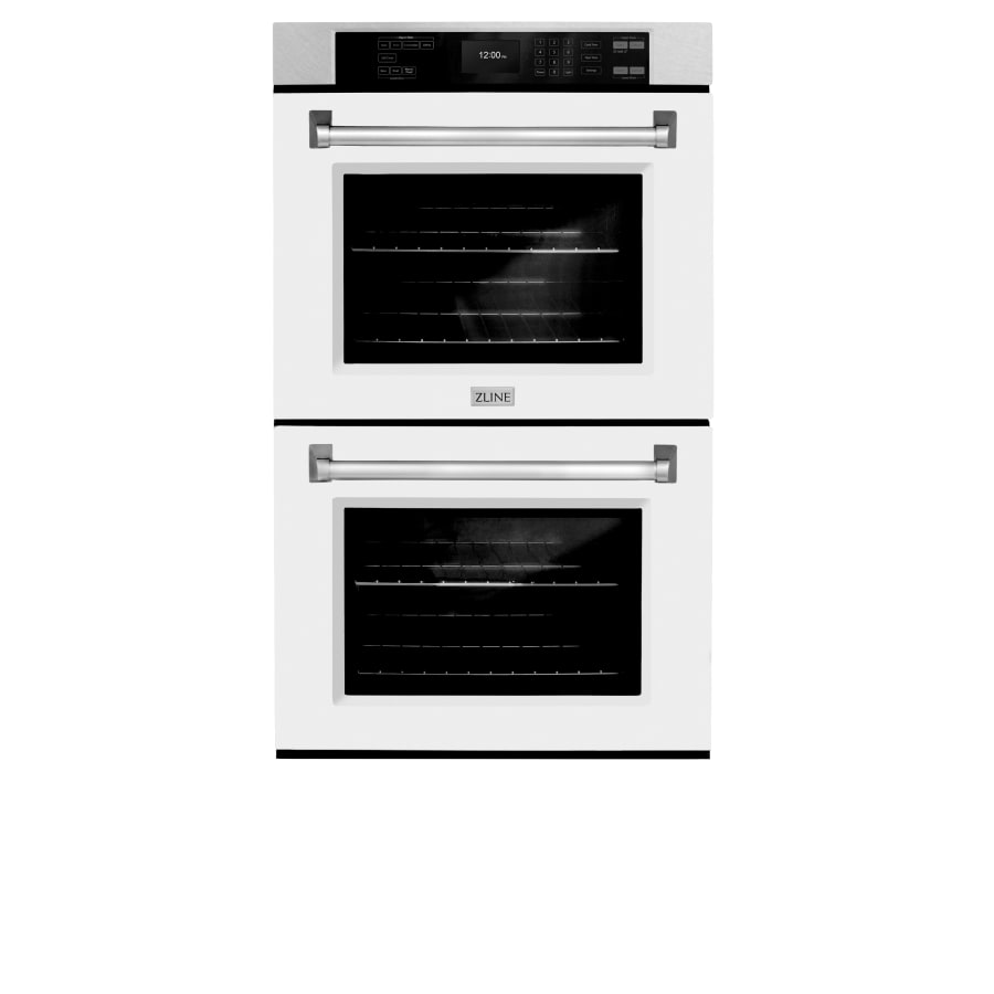 ZLINE 30 Inch Wide 10 Cu. Ft. Fingerprint Resistant Electric Double Oven with Air Fry Mode, True Convection Cooking, and White Matte Doors Stainless Steel / White Matte