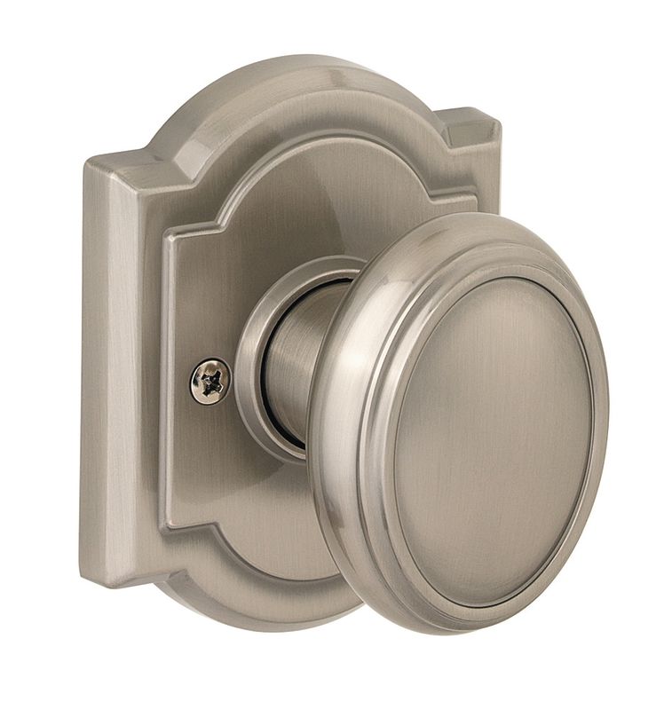 Baldwin 351CYKARB15 Satin Nickel Carnaby Style Dummy Door Knob with Arched Rosette from the