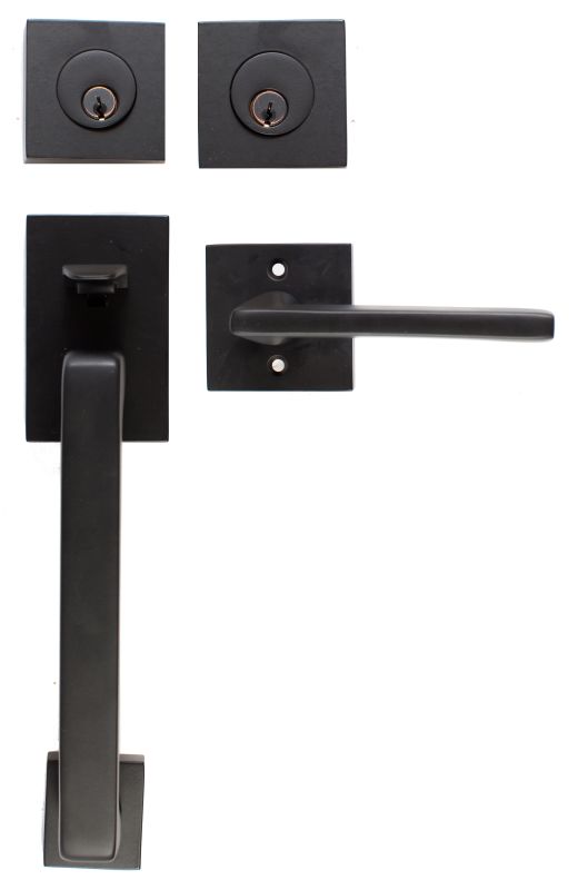 Emtek 4830US19 Flat Black Baden Double Cylinder Keyed Entry Handleset