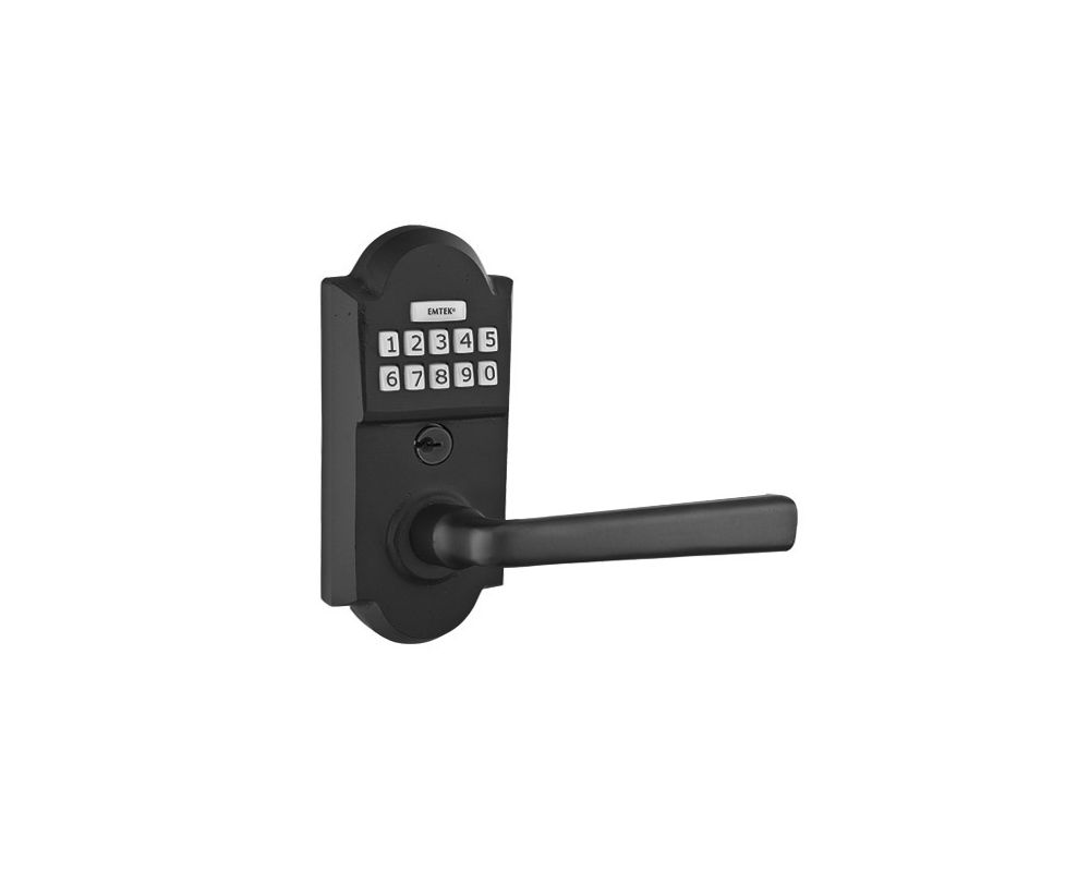 Emtek E2001FB Flat Black Electronic Keypad Single Cylinder Door Lever