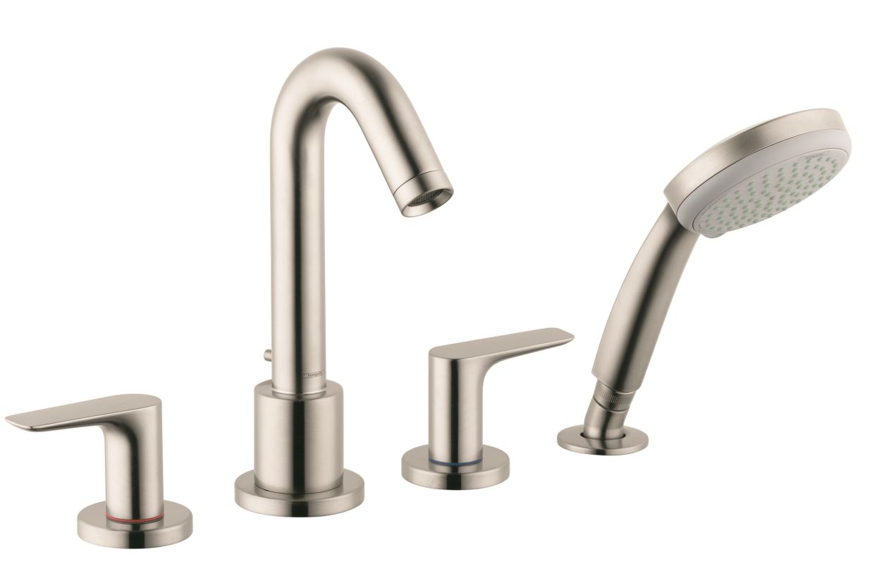 Hansgrohe 71514821 Brushed Nickel Logis Deck Mounted Roman Tub Faucet Trim Personal Handshower
