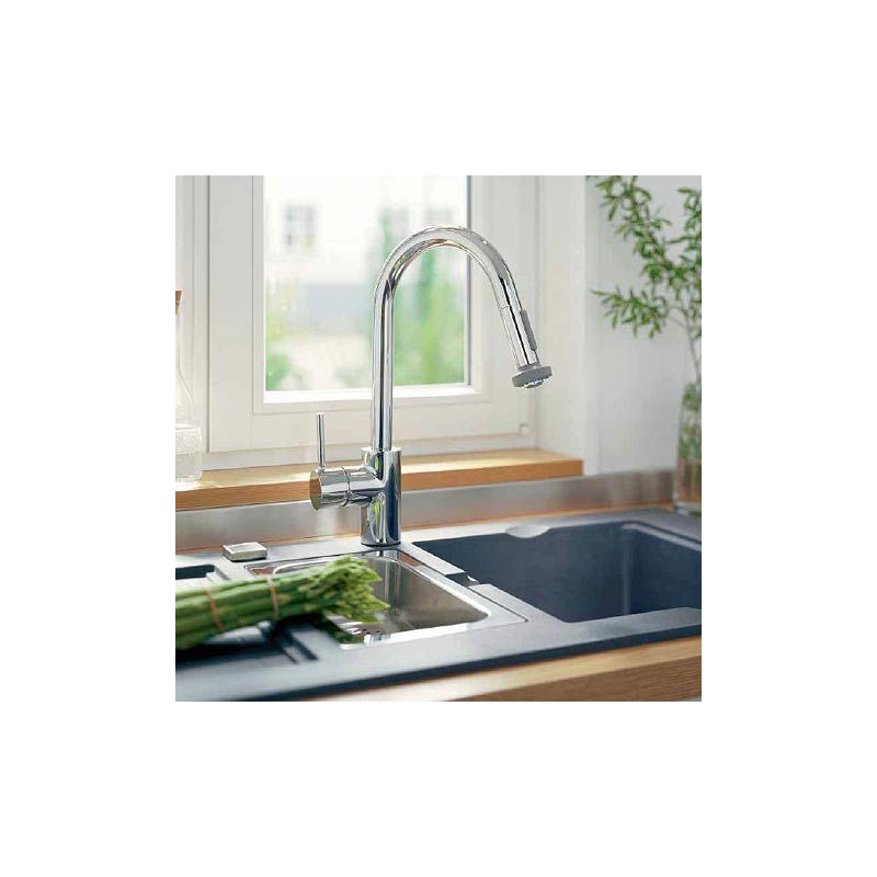 Hansgrohe Talis S High Arc Pullout Kitchen Faucet Com Faucet Com 14877001 In Chrome By Hansgrohe