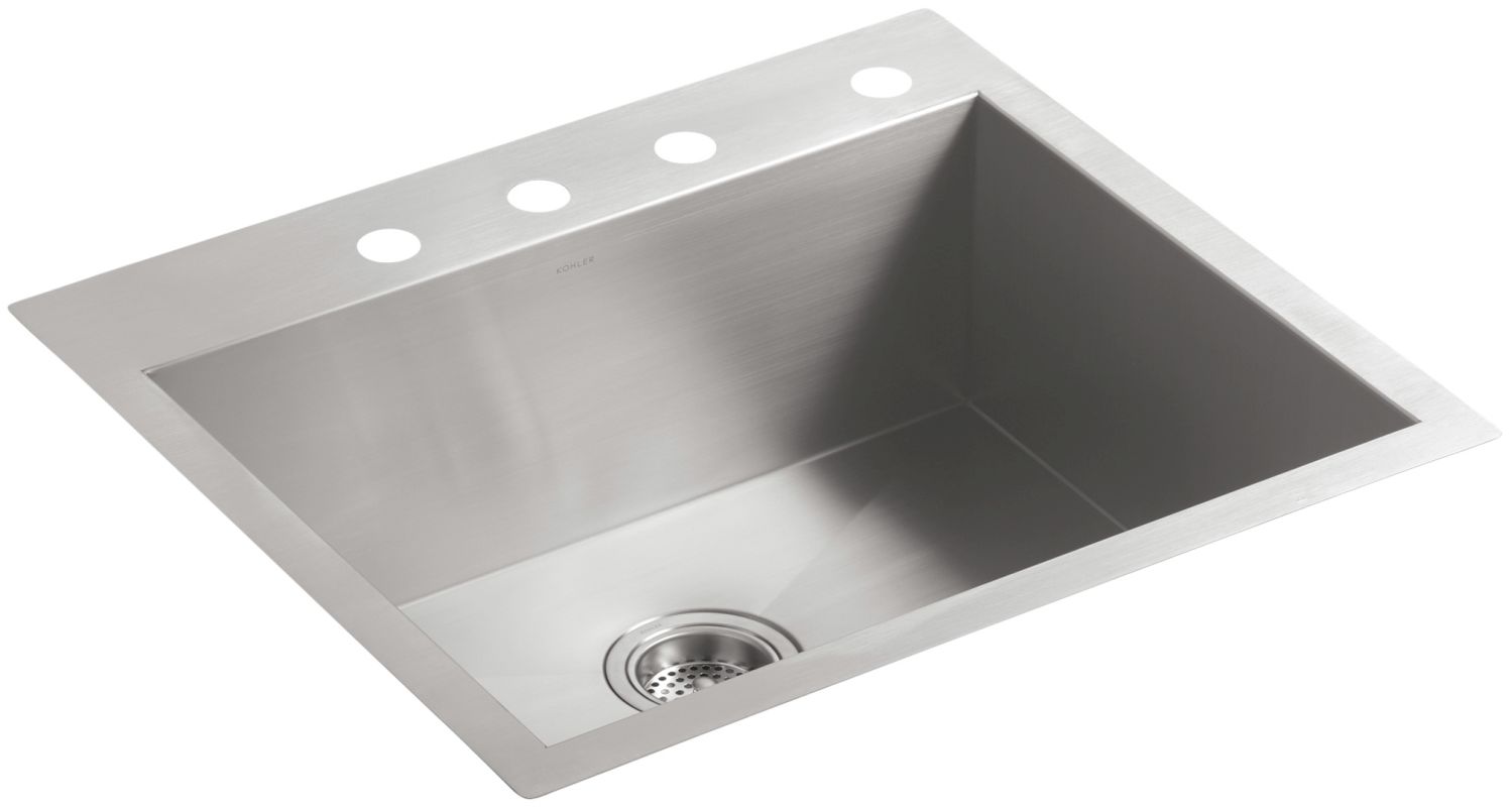 Kohler K 3822 4 NA Stainless Steel Vault 25 Single Basin Top Mount 