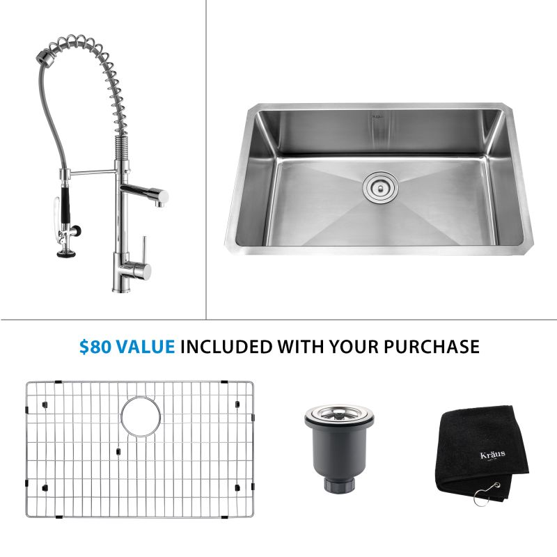 Kraus KHU10030KPF1602CH Stainless Steel / Chrome Kitchen Combo 30