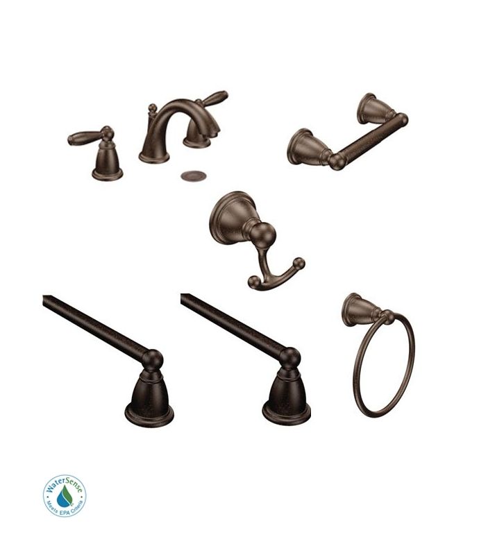 Brantford Faucet and Accessory Bundle 4ORB in Oil Rubbed Bronze by Moen