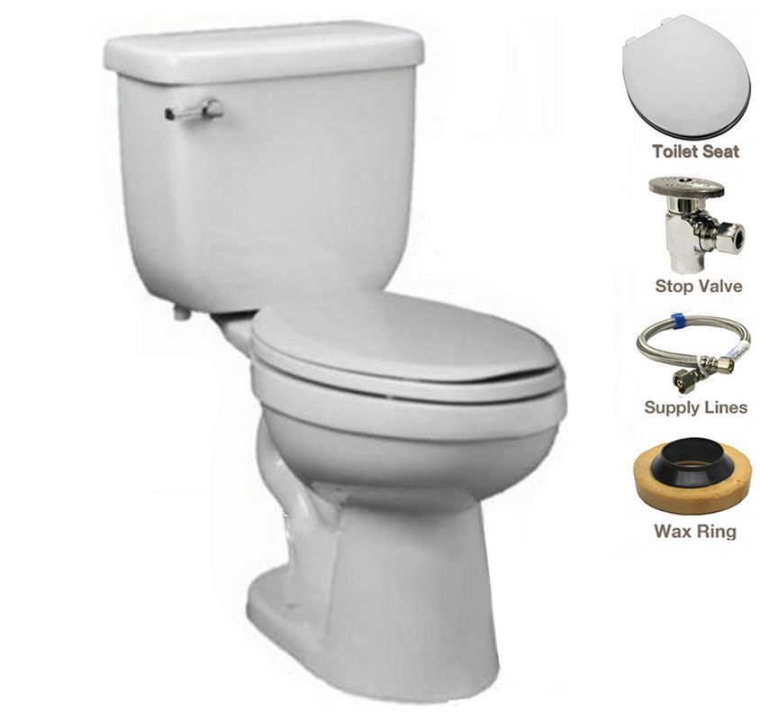 ProFlo PF1403TWH/PF5112MWH White TwoPiece ADA Height Toilet with