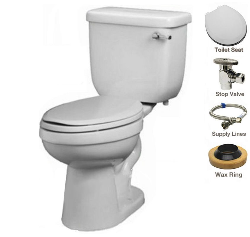 ProFlo PF1403TWH/PF5112RMWH White TwoPiece ADA Height Toilet with