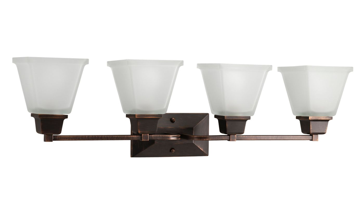 Progress Lighting P2745-74 Venetian Bronze North Park 4 Light Bathroom Vanity Light with Square ...