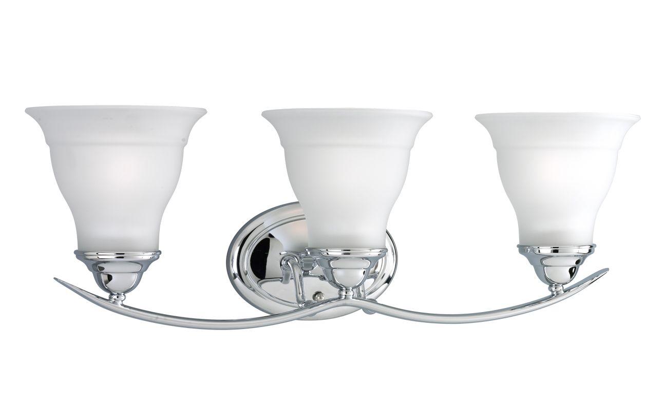 Progress Lighting P3192-15 Polished Chrome Trinity 3 Light Bathroom Vanity Light with Etched ...
