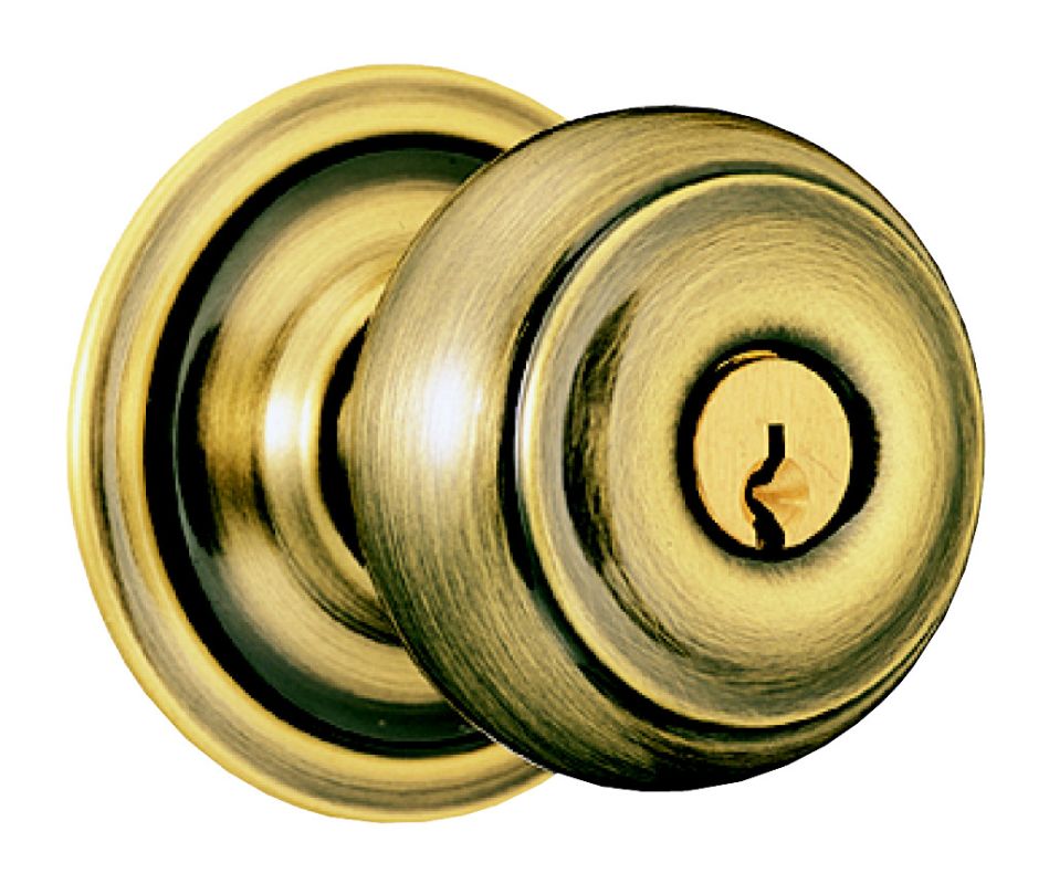 Schlage A25GEO609 Antique Brass Exit Only Door Knob with