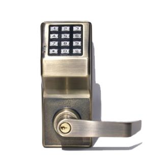 Alarm Lock Dl27005 Antique Brass Trilogy T2 Electronic Single Cylinder Lever Set With Digital Trilogy Dl2700 Template