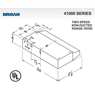 Broan 413008 Almond 30" Wide Steel Non Ducted Under Cabinet Range Hood