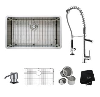 Kraus Khu100 32 Kpf1602 Ksd30ch Stainless Steel Chrome Kitchen Combo 32 Quot Undermount Single Kraus Sink Templates