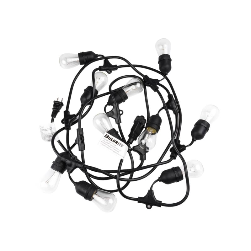 14  STRING LIGHT 10 SOCKETS KIT BLACK W/11W S14 CLEAR 130V E26 LAMPS