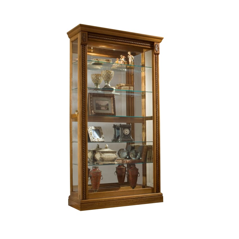 Lighted Sliding Door 5 Shelf Curio Cabinet (Wall)