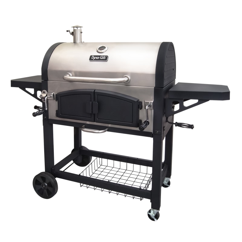 Dyna-Glo DGN576SNC-D Dual Chamber Charcoal BBQ Grill with Adjustable Charcoal Tr