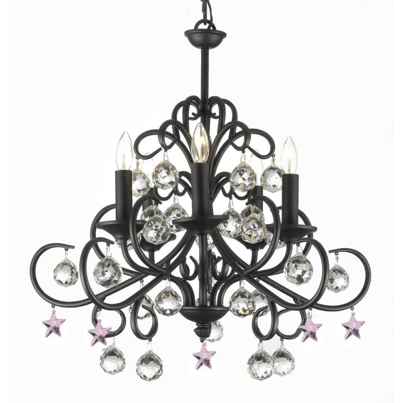 Empress Iron and Crystal 9 Light Black Chandelier with Black Shades Empress Iron and Crystal 9 Light Black Chandelier with Black Shades