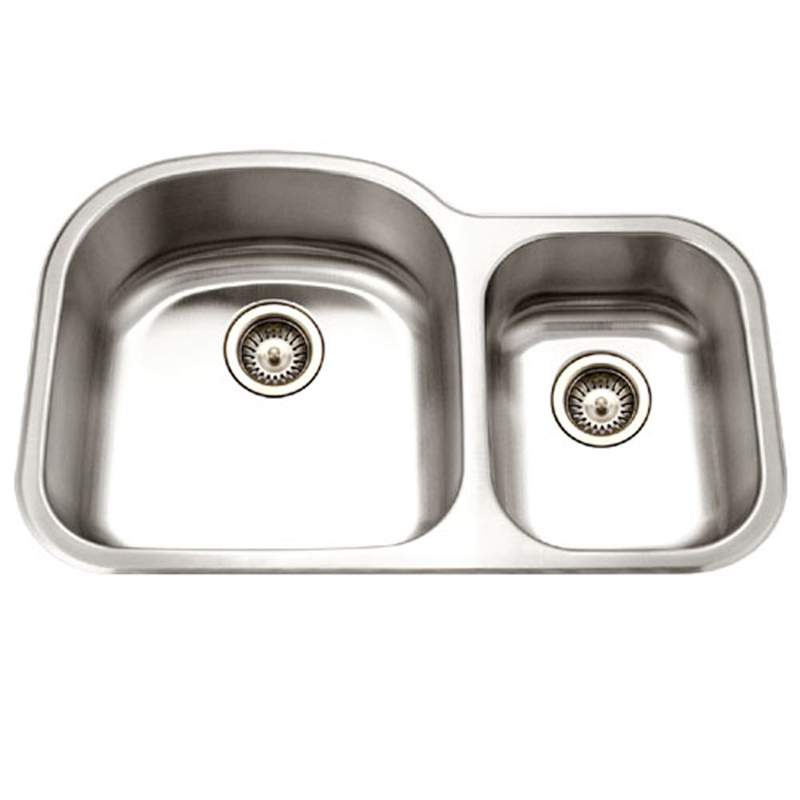 Houzer MC-3210SR-1 32-1/2  x 18-1/2  x 14-15/16  Designer Undermount Stainless Steel 70/30 Double Bowl Kitchen Sink  Small Bowl Right