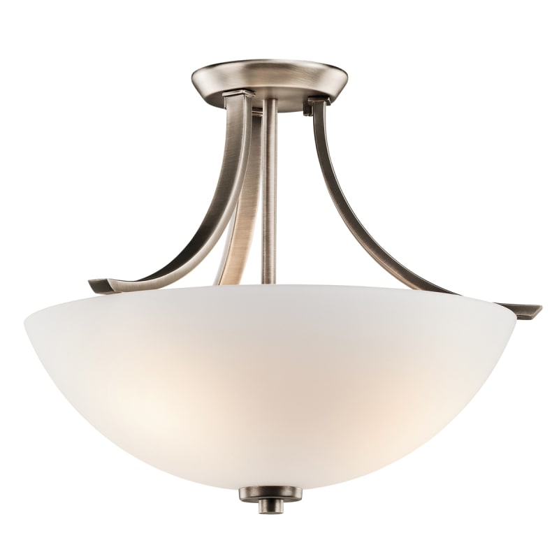 3 Light Semi-Flush Mount With Transitional Inspirations 14 Inches Tall By 17.25 Inches Wide Kichler Lighting 42563Bpt