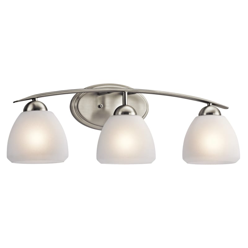 Kichler Calleigh 26  3 Light Brushed Nickel Vanity Light with Satin Etched Glass Shades