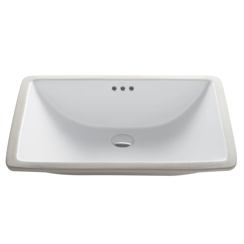 Elavo Ceramic Large Rectangular Undermount Bathroom Sink in White with Overflow