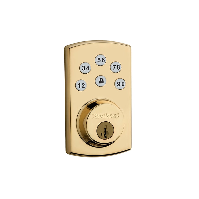 Kwikset 907 Powerbolt 2.0 Electronic Deadbolt featuring SmartKey in Polished Brass