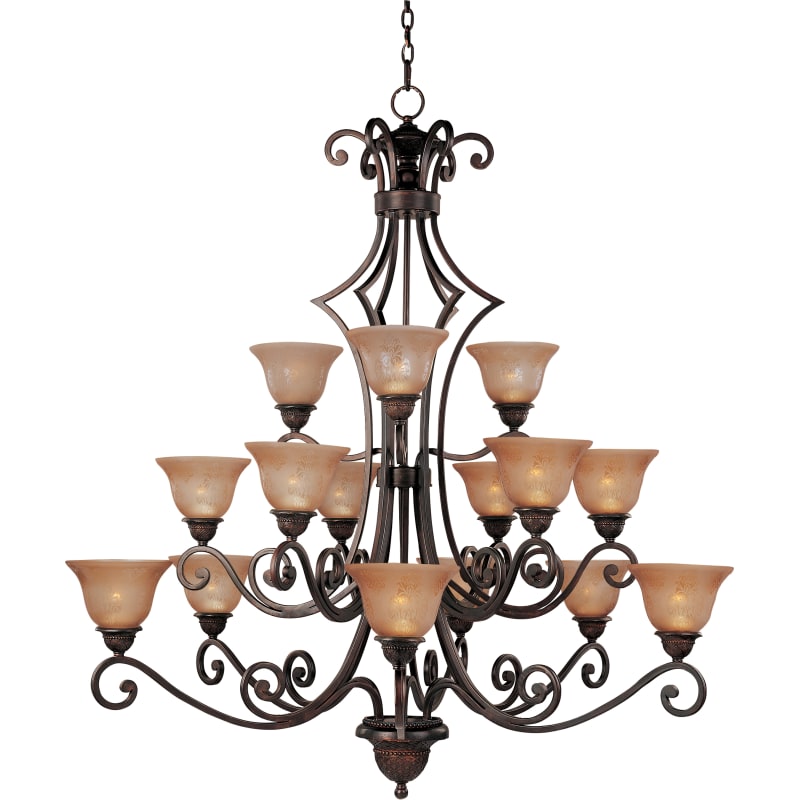 Maxim Lighting 11239SAOI Symphony 15-Light Chandelier, Oil Rubbed Bronze with Screen Amber Glass *incomplete*