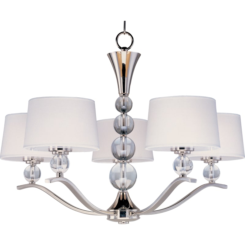 Maxim 12755WTPN Rondo Crystal Glass Ball with Fabric Shade Chandelier, 5 Light 300 Watts, 21 Maxim 12755WTPN Rondo Crystal Glass Ball with Fabric Shade Chandelier, 5 Light 300 Watts, 21