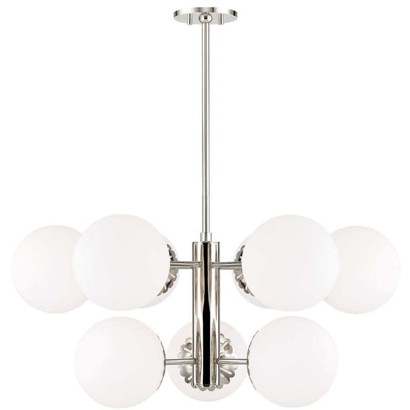 Mitzi by Hudson Valley Milla 5 light Polished Nickel Chandelier with White Shade Mitzi by Hudson Valley Milla 5 light Polished Nickel Chandelier with White Shade