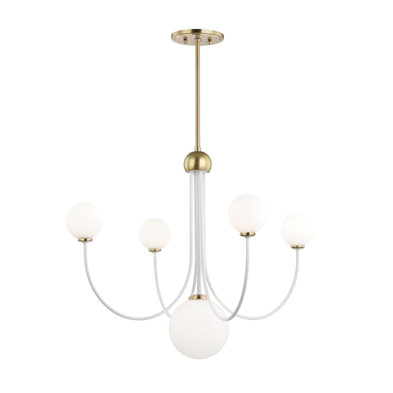Mitzi by Hudson Valley Milla 5 light Polished Nickel Chandelier with White Shade Mitzi by Hudson Valley Milla 5 light Polished Nickel Chandelier with White Shade