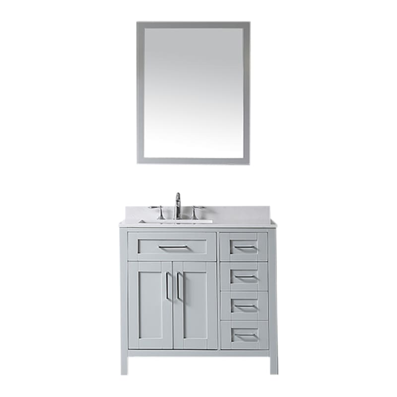 OVE Decors Tahoe 36 in. Dove Gray Single Sink 1-Mirror Bathroom Vanity with White Cultured Marble Top