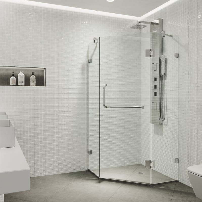 Vigo 38" x 38" Frameless Neo-Angle 3/8" Clear/Chrome Shower Enclosure