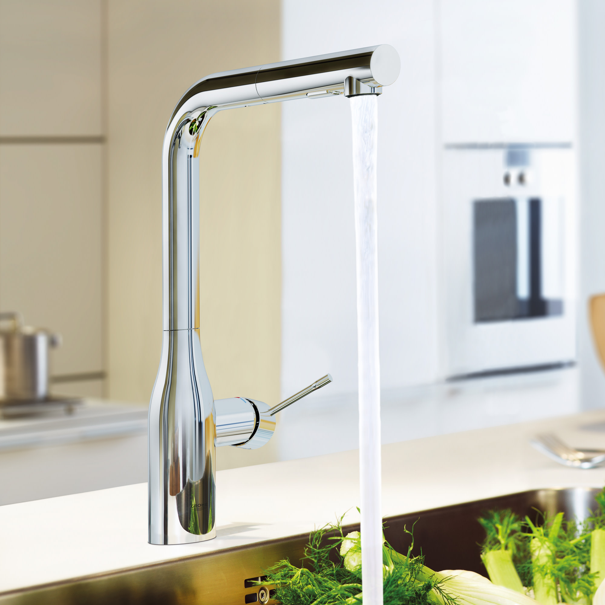 Grohe 30 271 Essence 1.75 GPM 1 Hole Pull Out Kitchen Faucet - Chrome | eBay