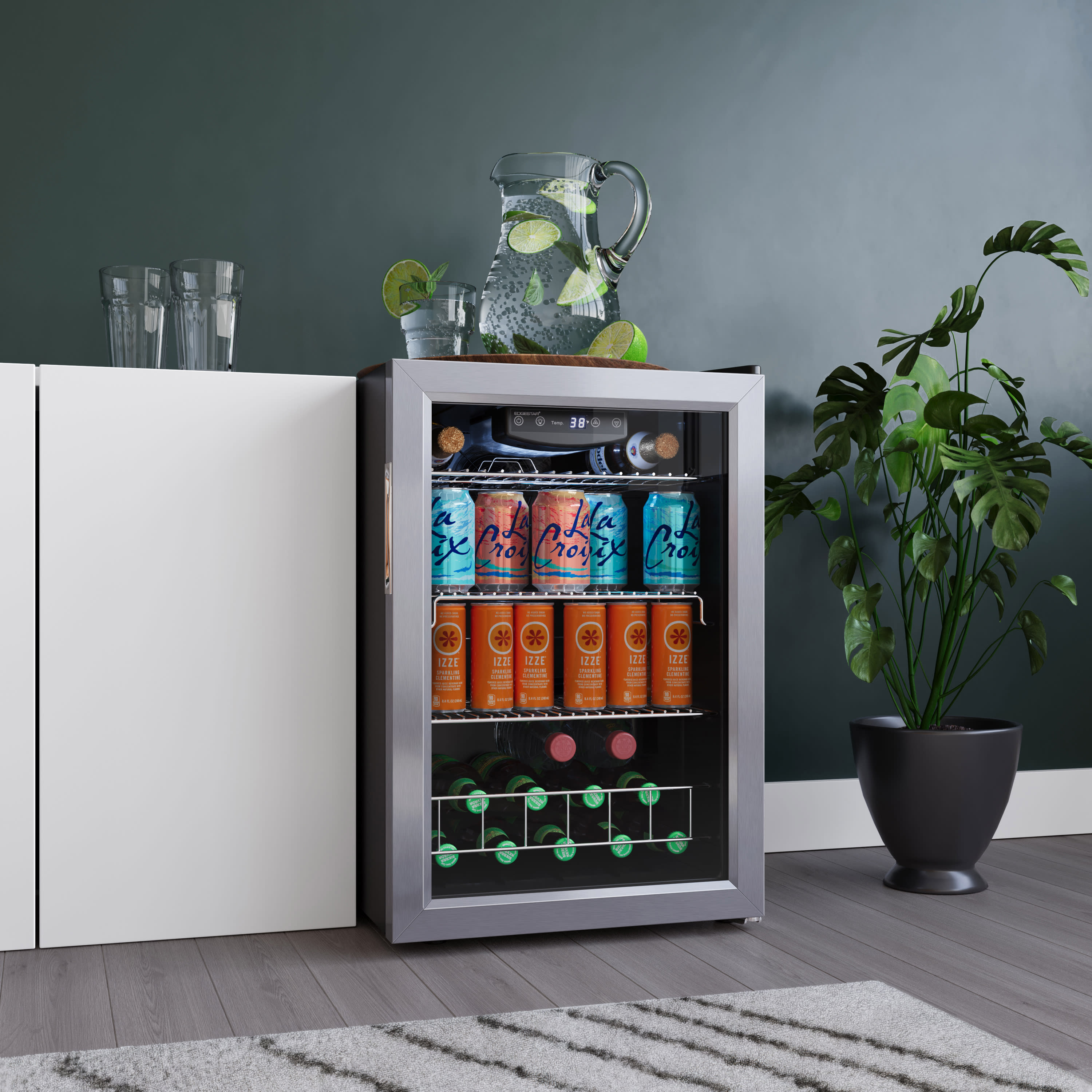 EdgeStar 17.5-in W 80-Can Capacity Stainless Steel Freestanding Beverage  Refrigerator with Glass Door in the Beverage Refrigerators department at