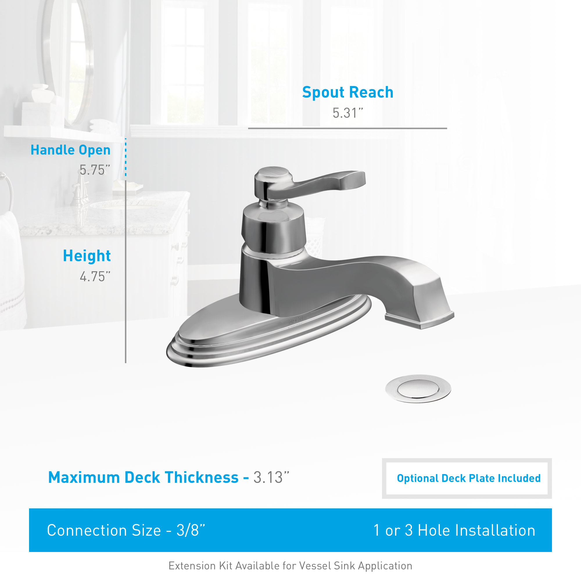 Moen S6202bn Brushed Nickel Single Handle Single Hole Bathroom