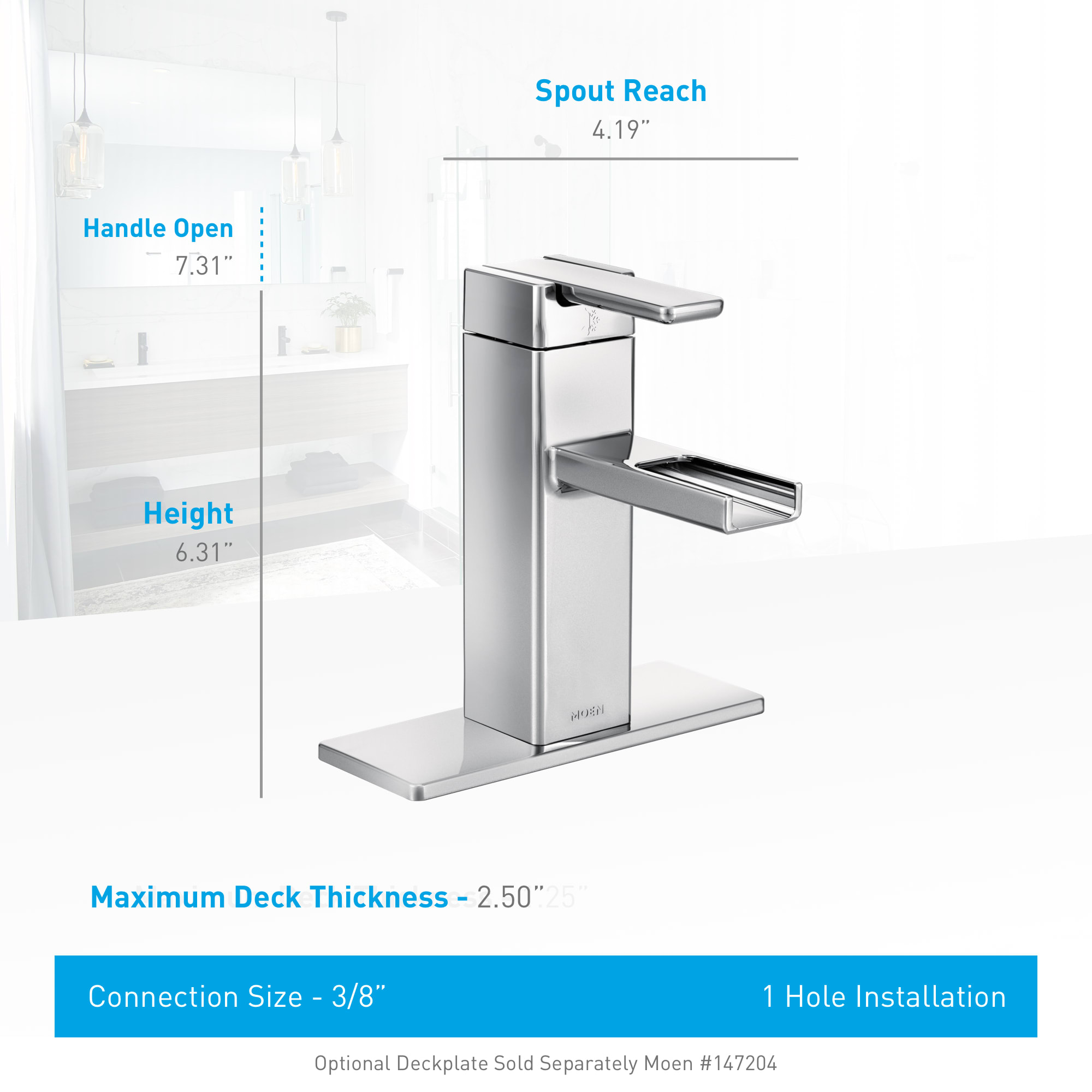 Moen S6705 Chrome Single Handle Single Hole Bathroom Faucet from the 90